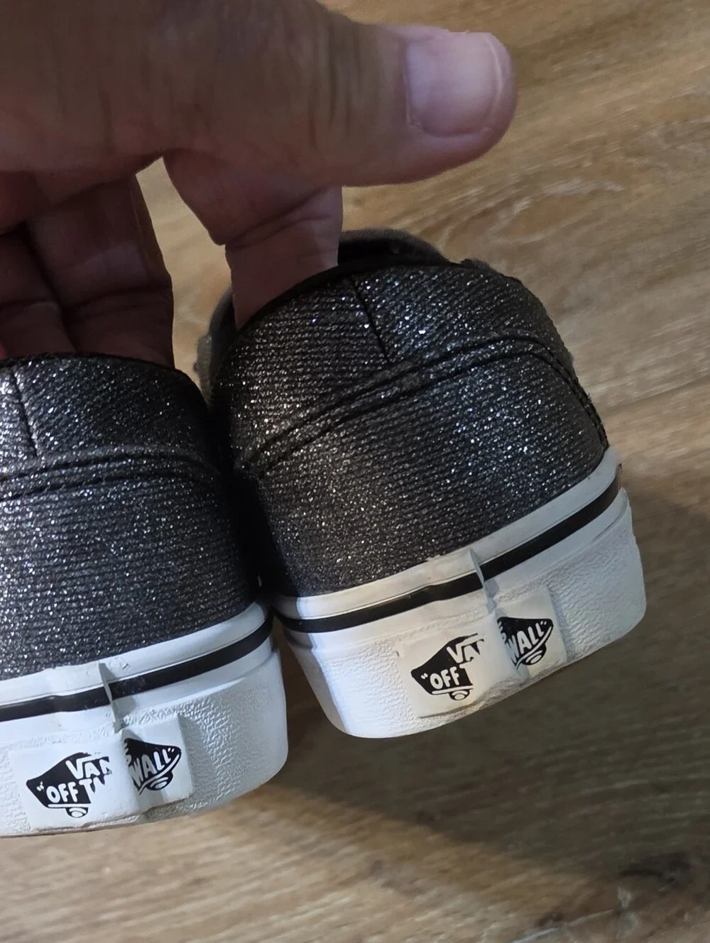 Vans Asher Shimmer Glitter Black Slip-On Women's Size 8